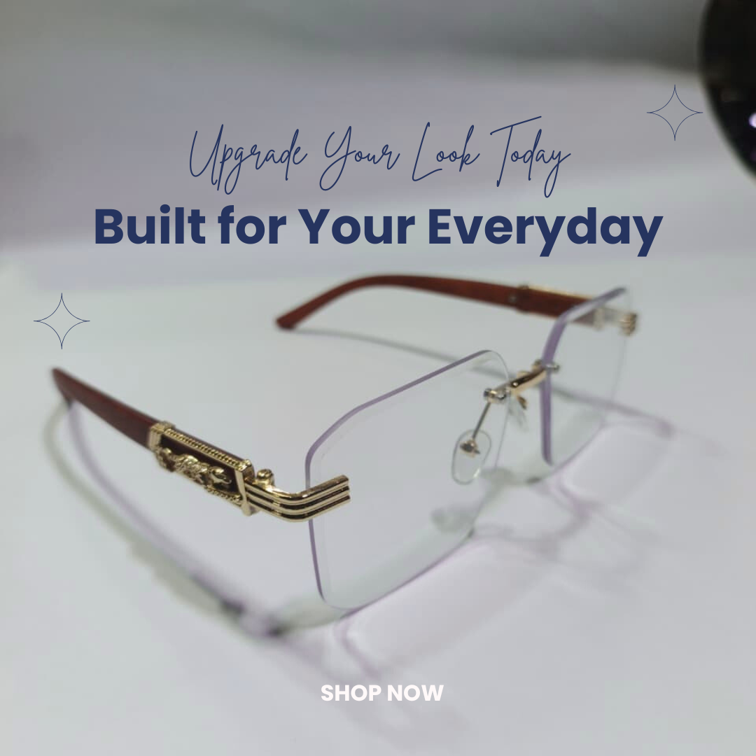 Premium Rimless wooden with Gold EyeWear Glasses