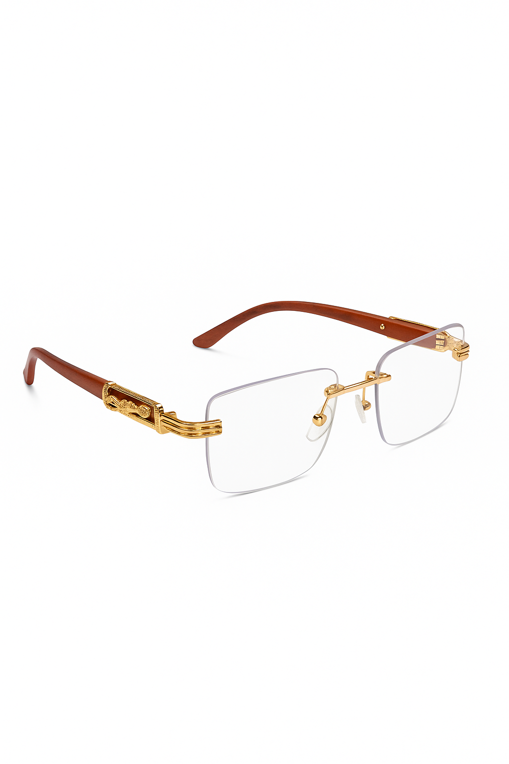 Premium Rimless wooden with Gold EyeWear Glasses