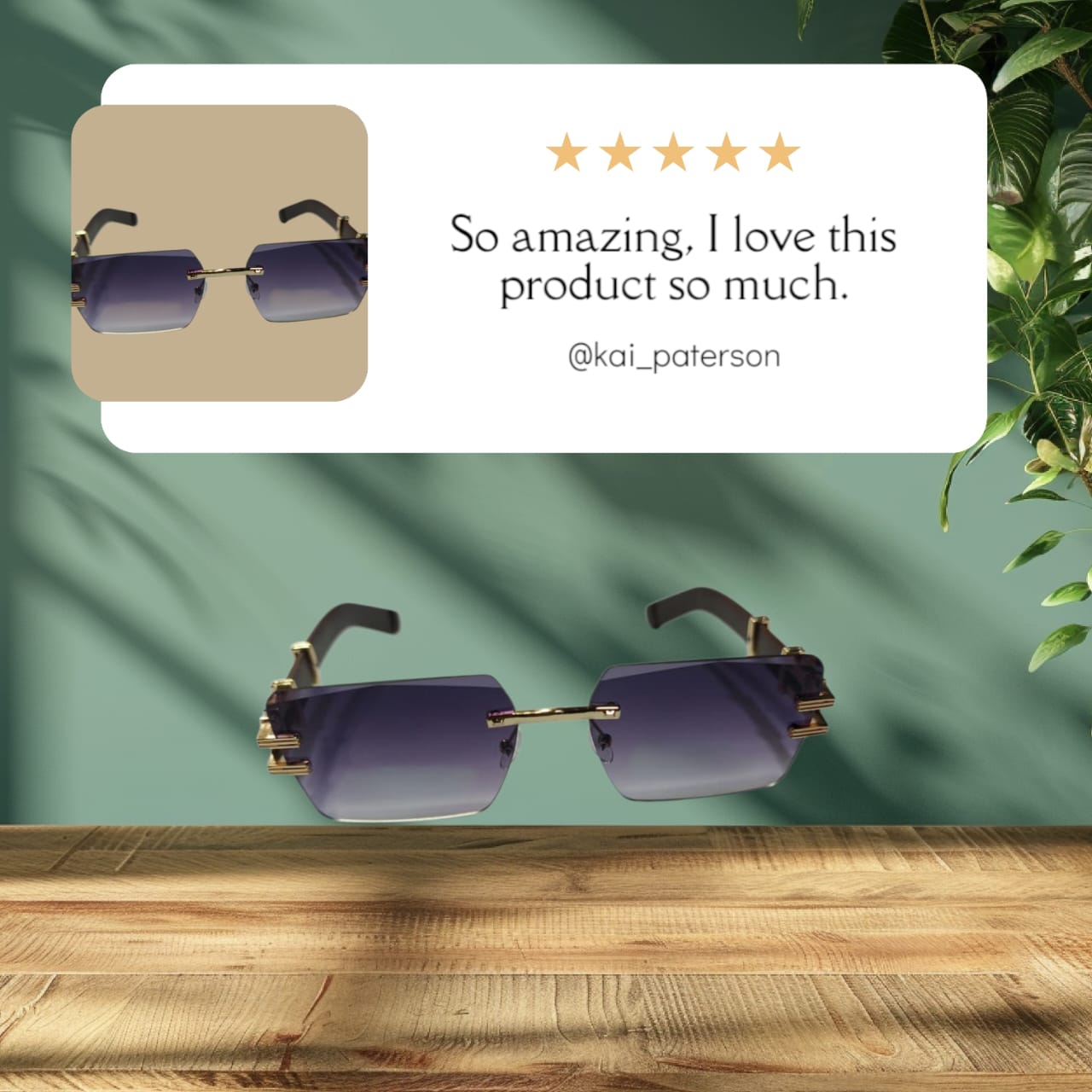 Premium Rimless EyeWear SunGlasses With Gold Details